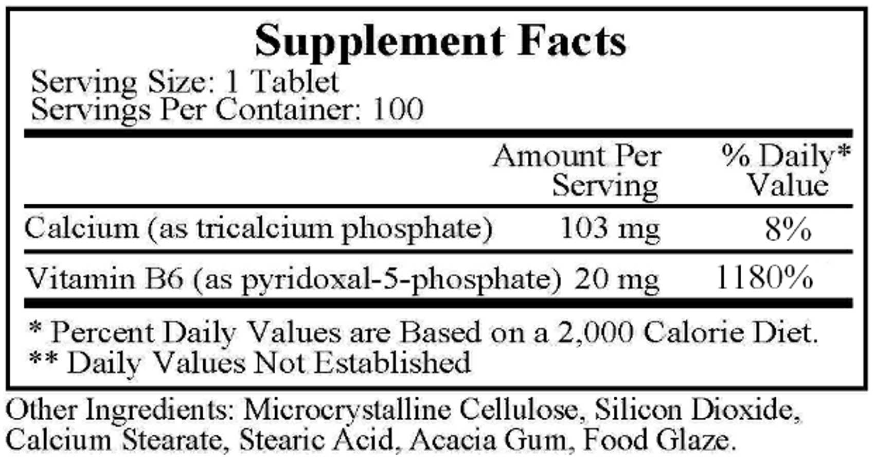 Ecological Formulas/Cardiovascular Research Pyridoxal 5' Phosphate Ingredients