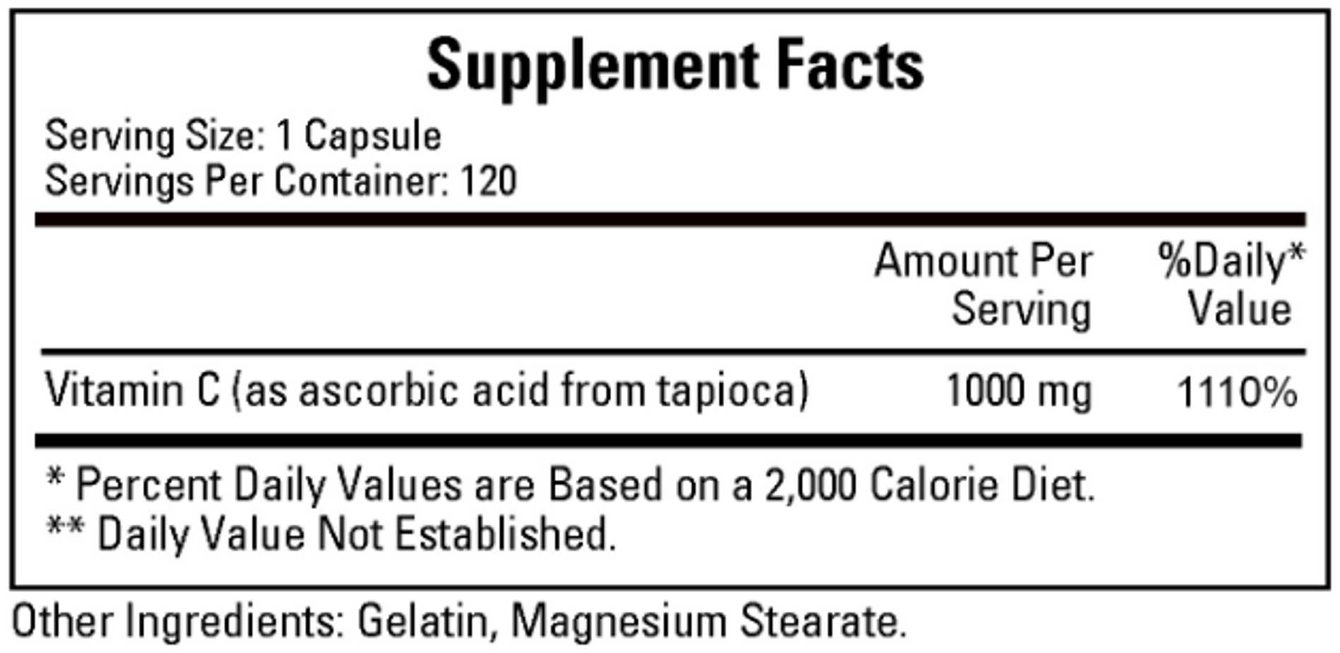 Ecological Formulas/Cardiovascular Research Vitamin C-1000 Non-Corn Source Ingredients