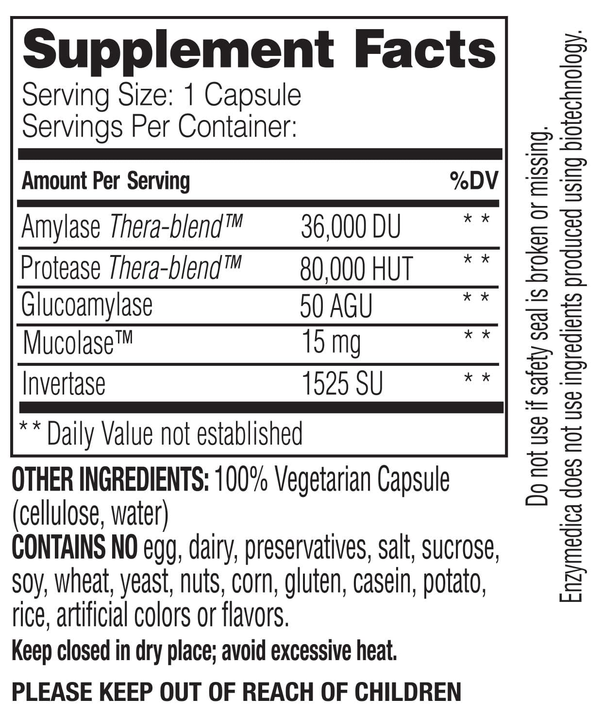 Enzymedica Allerase Ingredients 