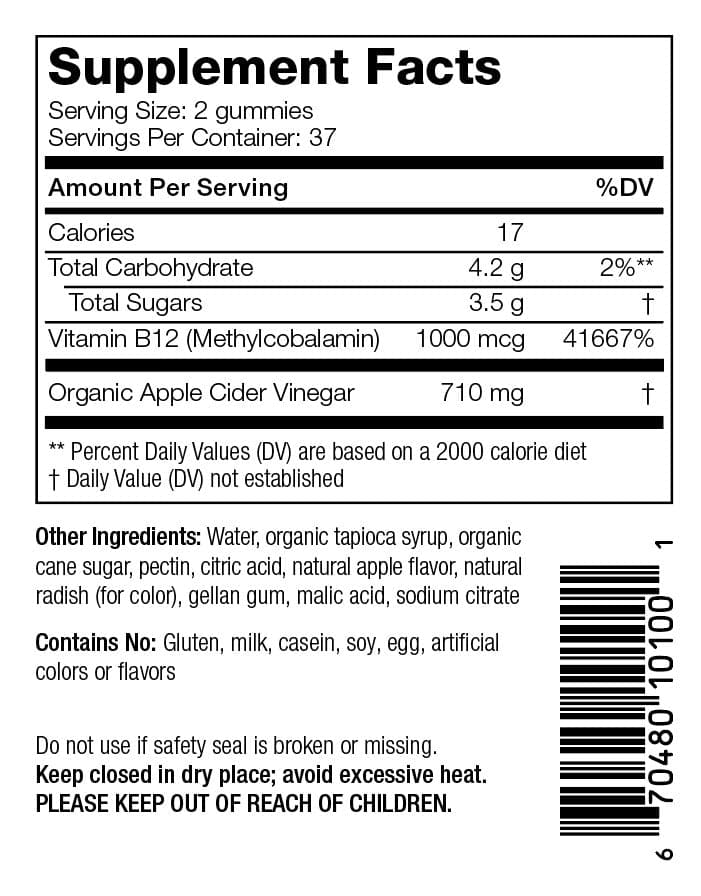 Enzymedica Apple Cider Vinegar Gummies Ingredients 