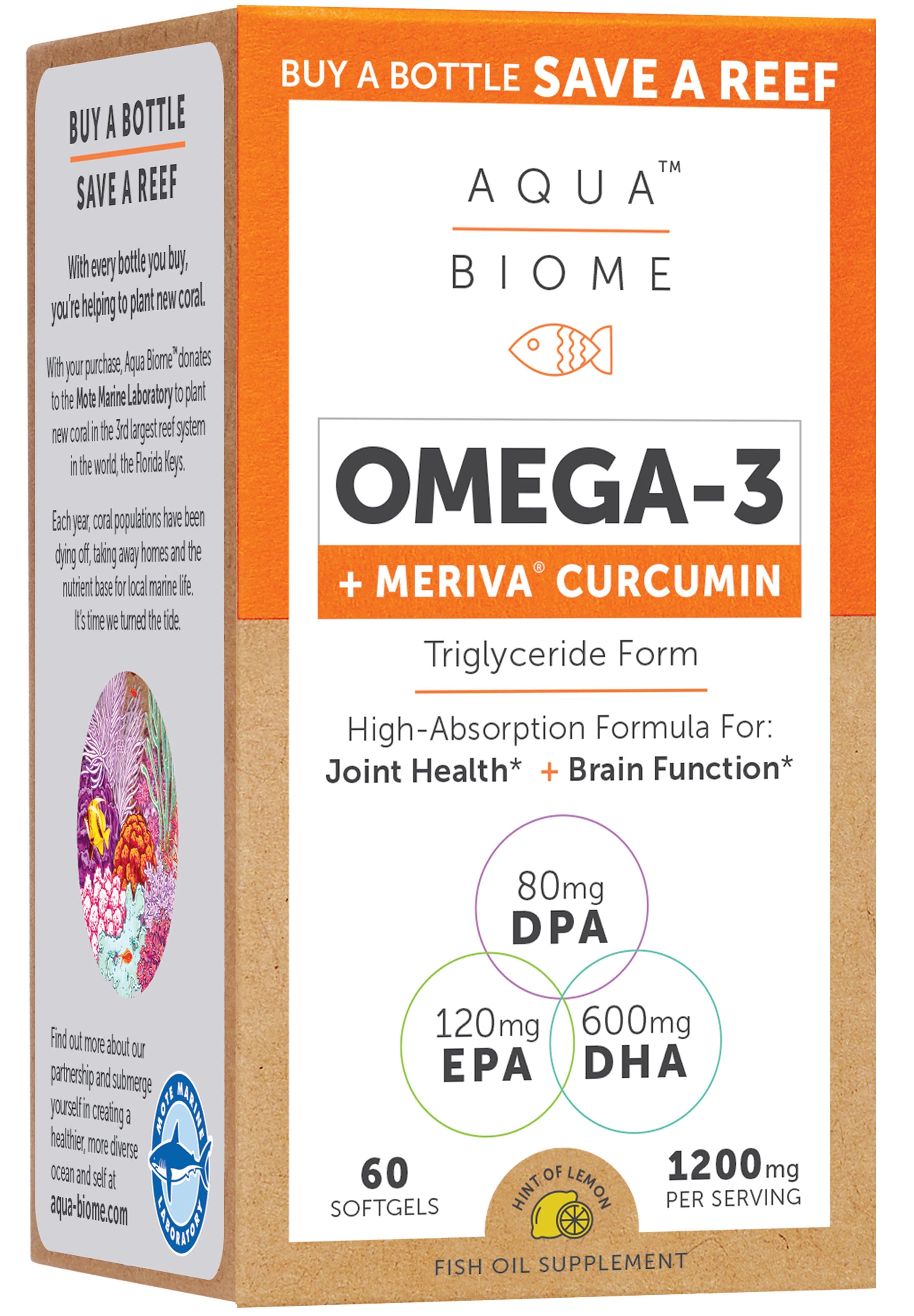 Enzymedica Aqua Biome Omega-3 + Meriva Curcumin (Fish Oil Meriva Curcumin)