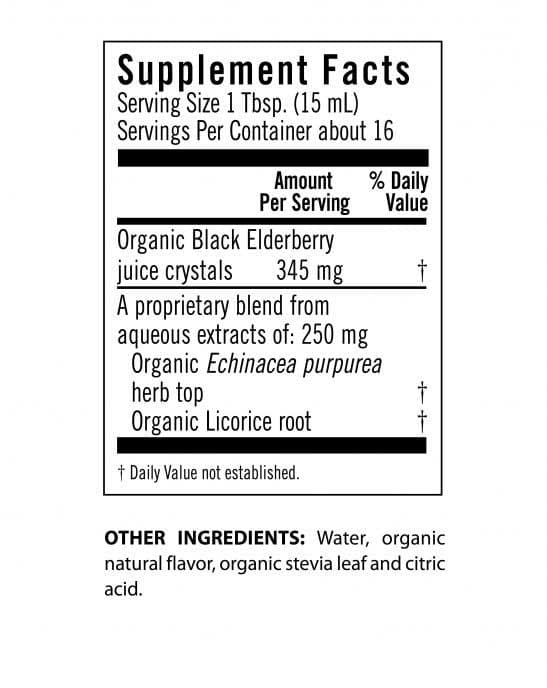 Flora Elderberry+ Liquid Formula Ingredients