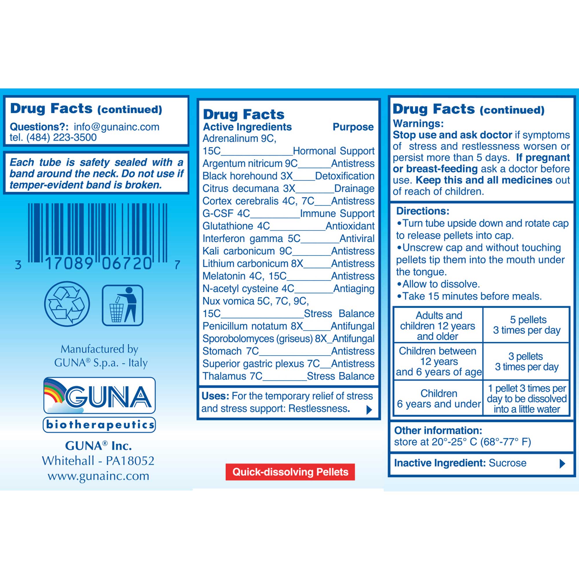 GUNA Biotherapeutics ANTI AGE STRESS Ingredients