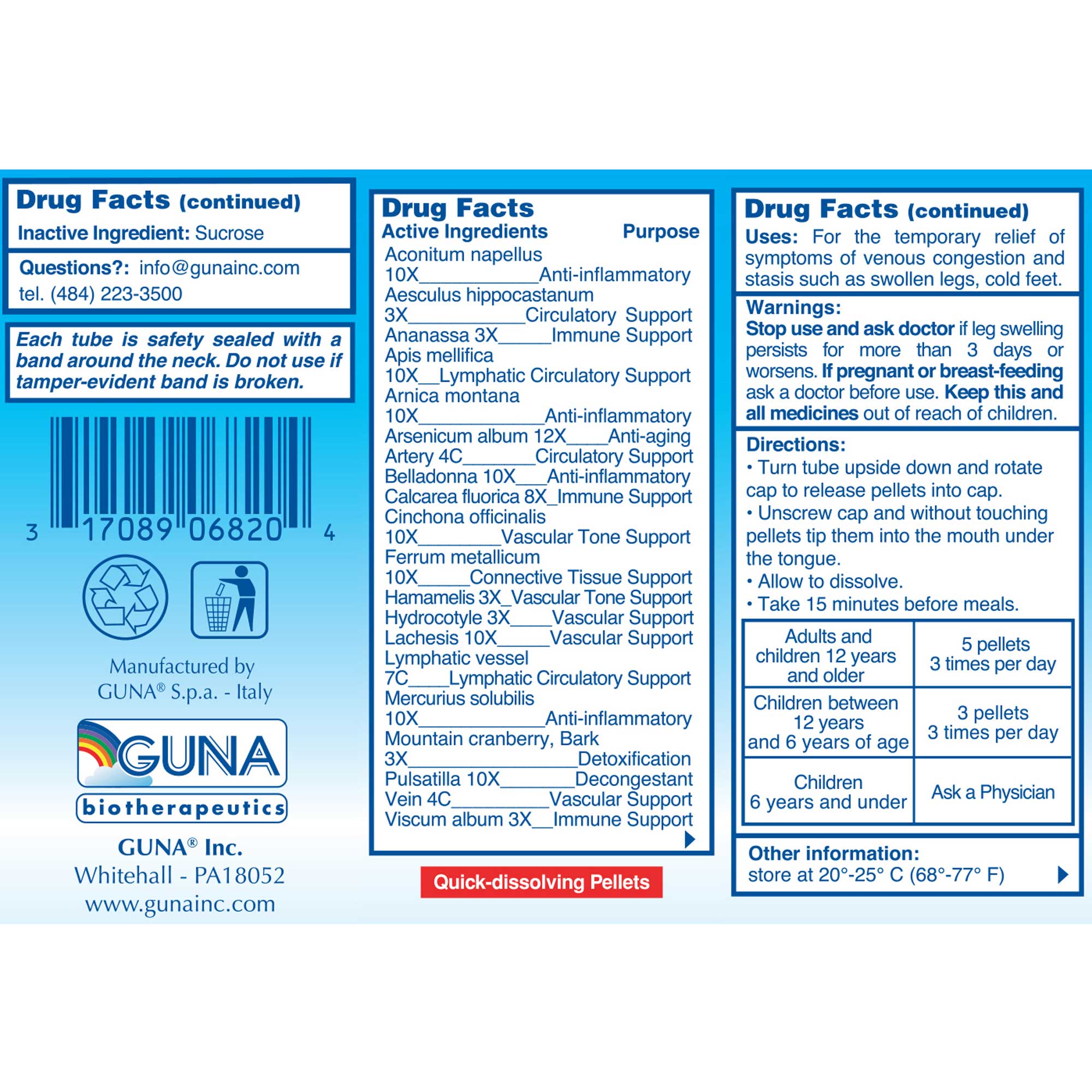 GUNA Biotherapeutics Anti Age Vein Ingredients