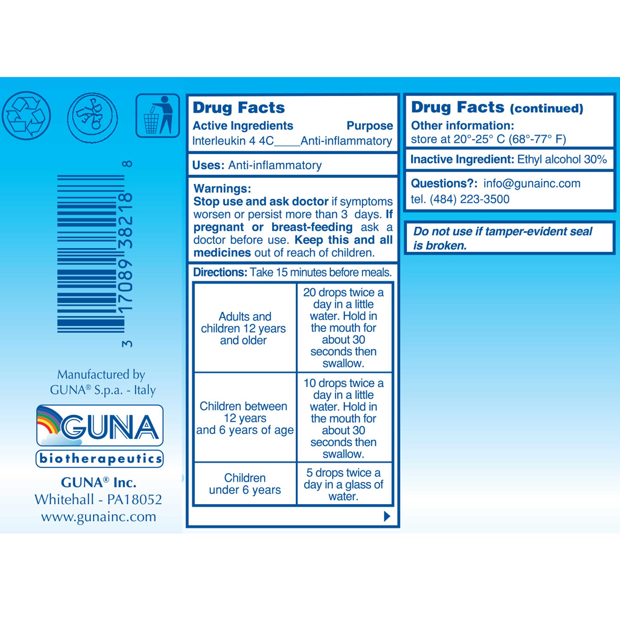 GUNA Biotherapeutics GUNA - IL 4 (Interleukin) Ingredients