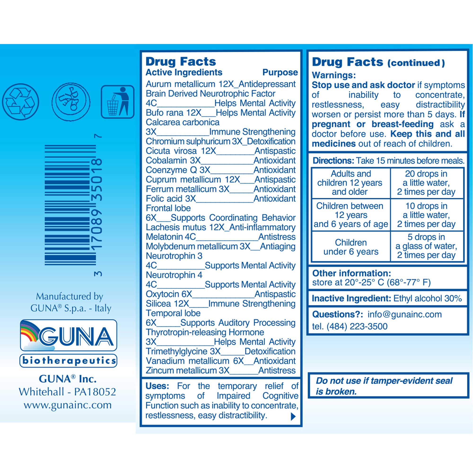 GUNA Biotherapeutics GUNA-AWARENESS Ingredients