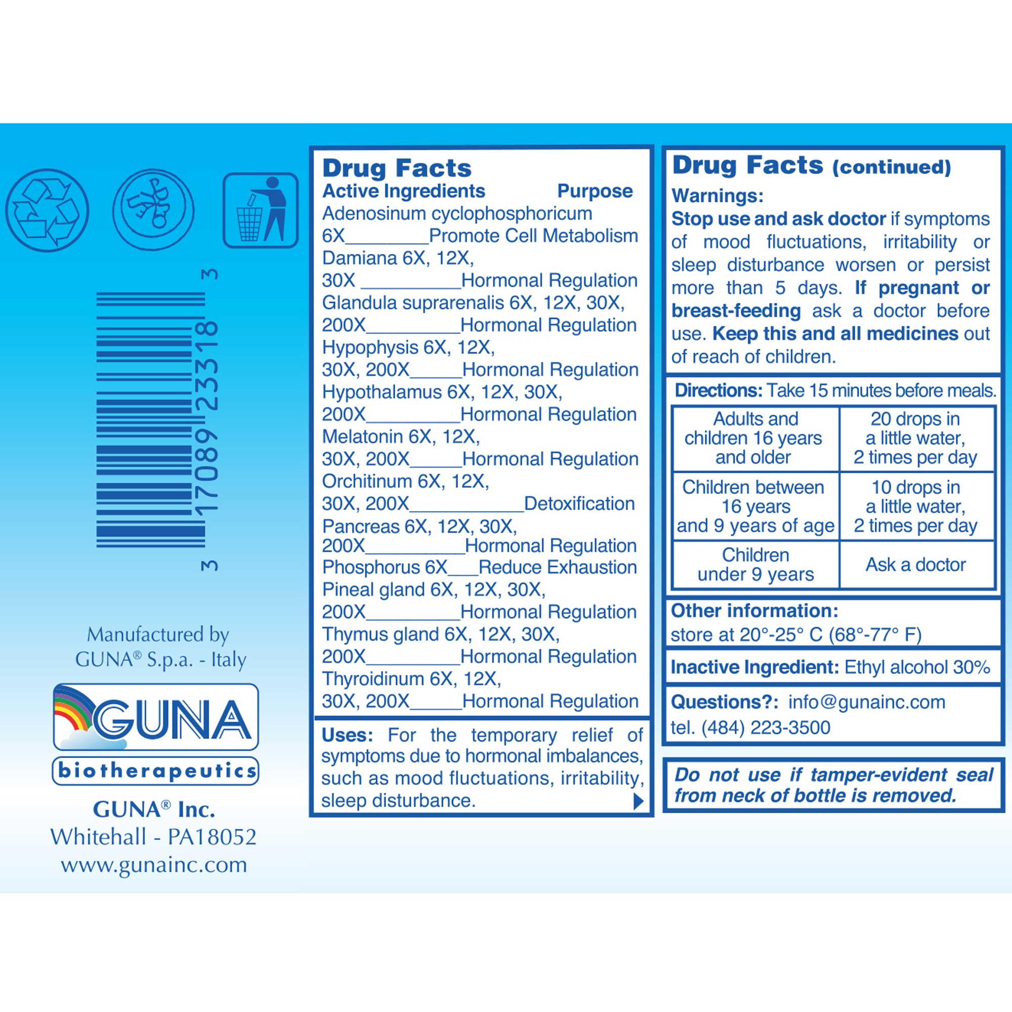 GUNA Biotherapeutics GUNA-Male Ingredients