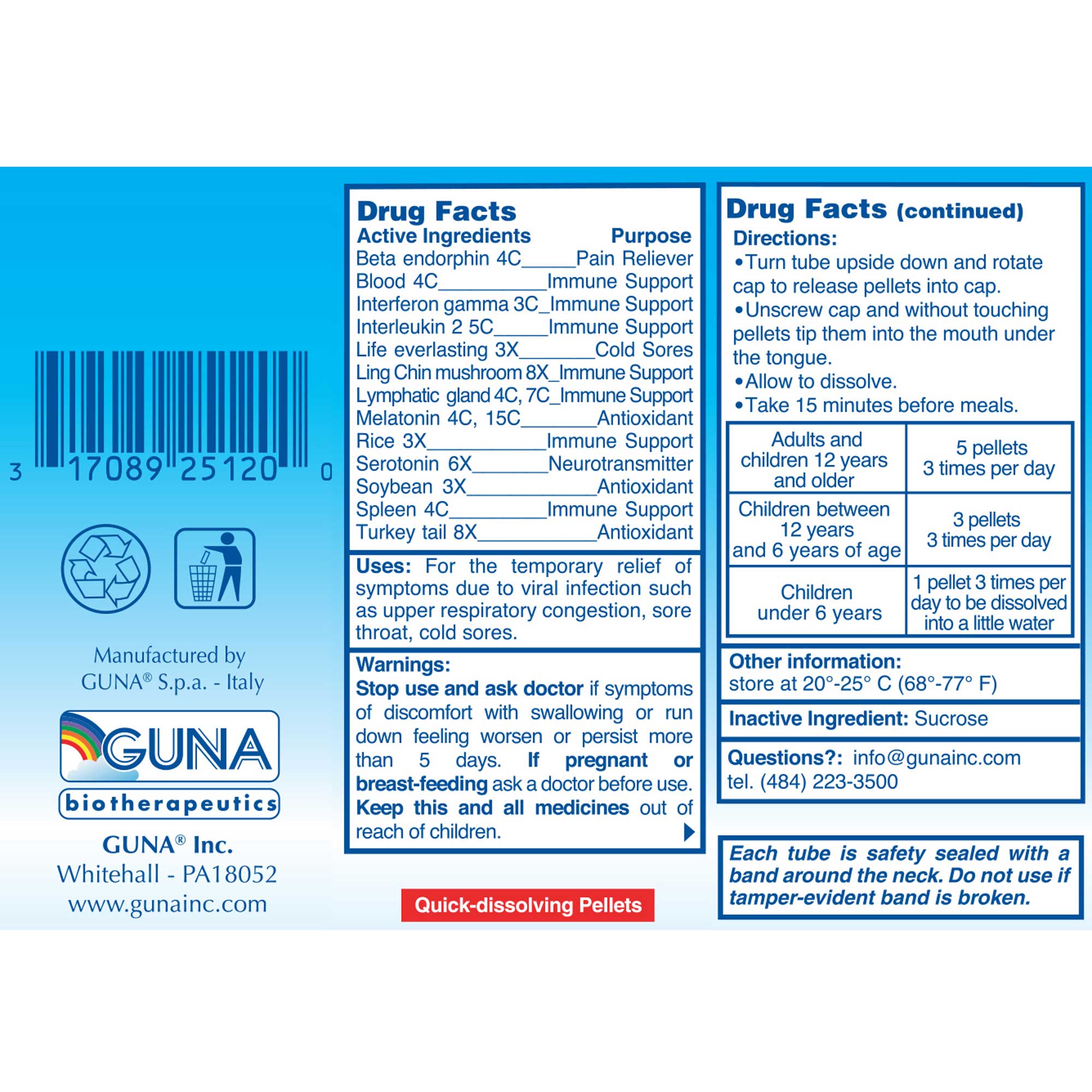 GUNA Biotherapeutics Guna-Virus Ingredients