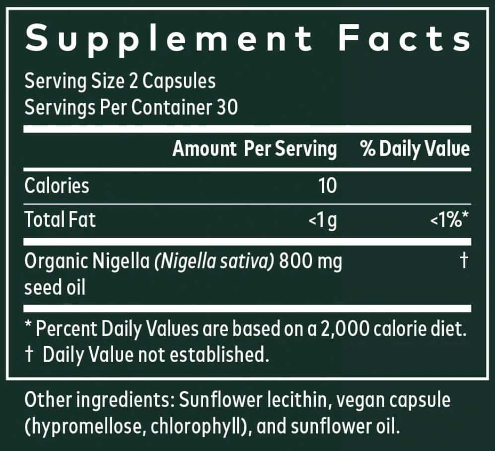 Gaia Herbs Black Seed Oil Ingredients