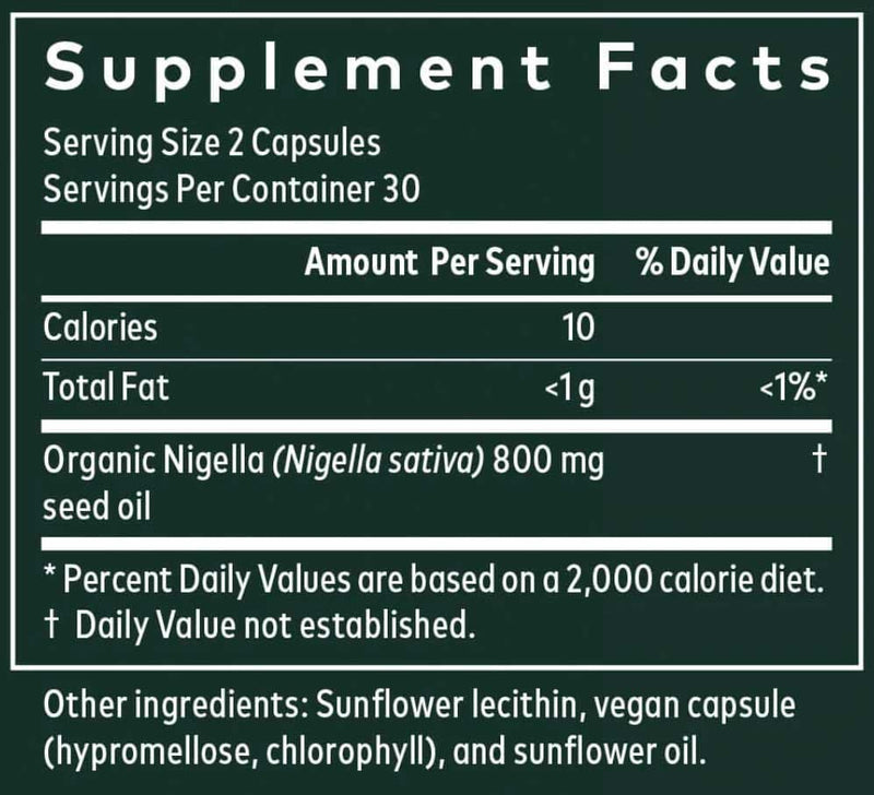Gaia Herbs Black Seed Oil Ingredients