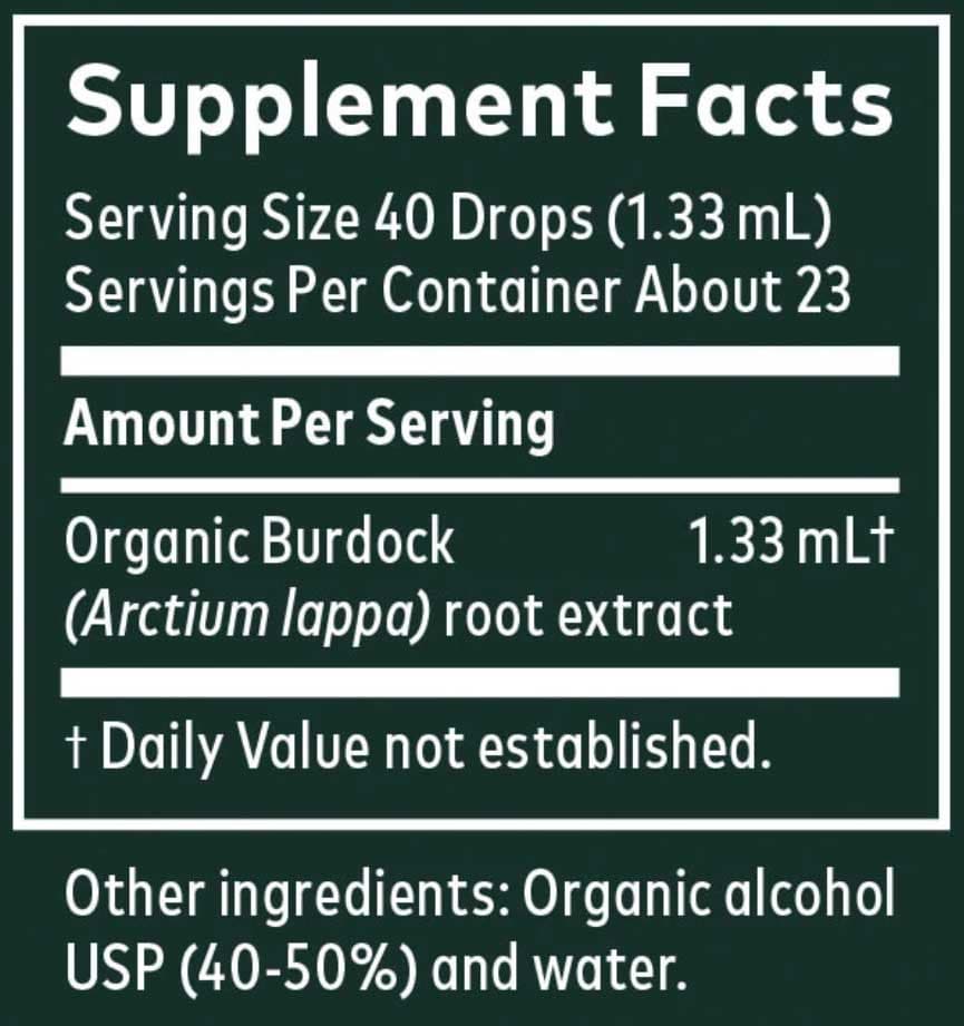 Gaia Herbs Burdock Root, Certified Organic Ingredients