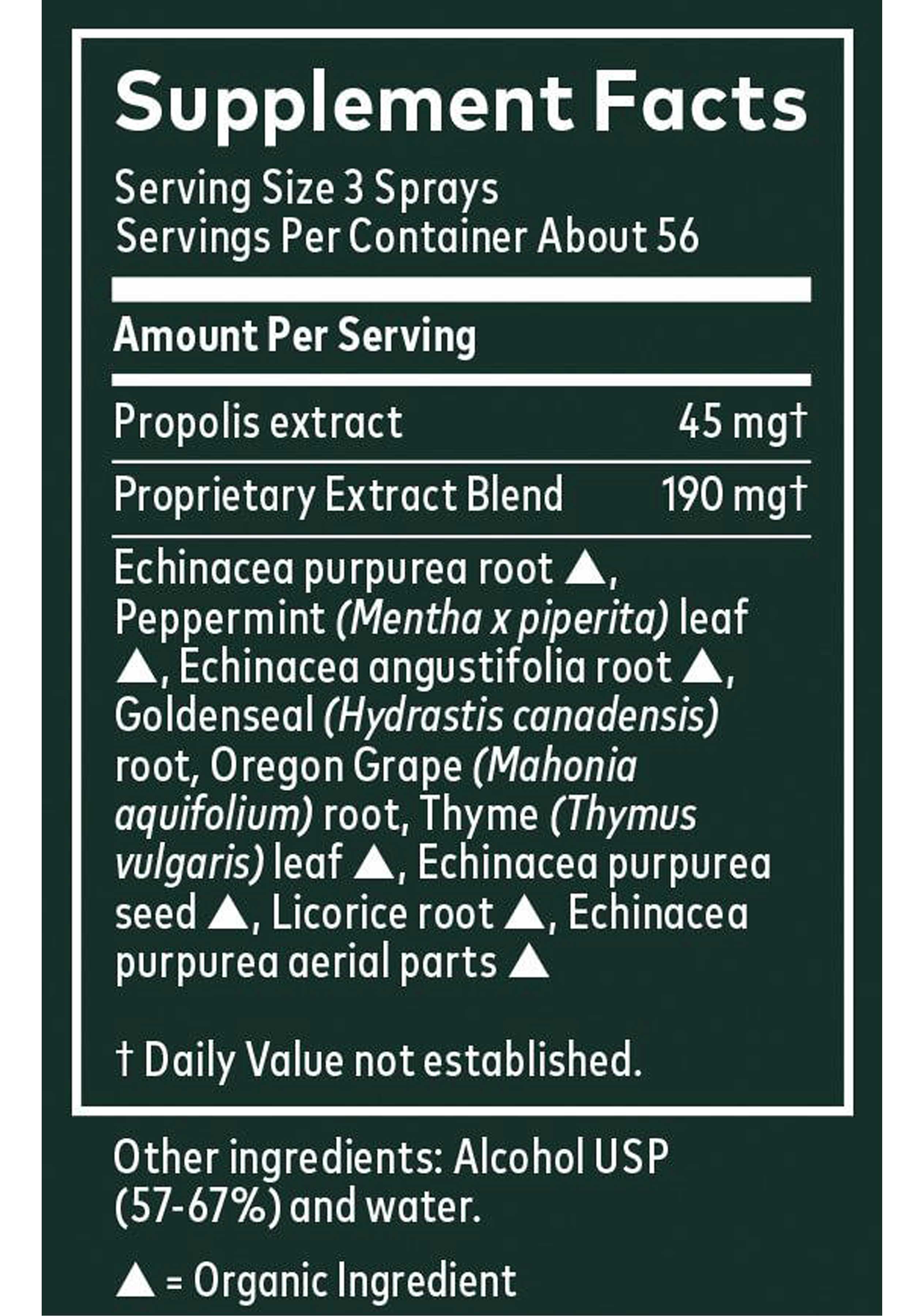 Gaia Herbs Echinacea Goldenseal Propolis Throat Spray Ingredients
