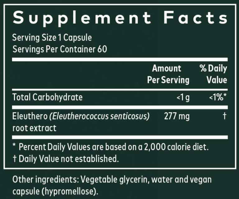 Gaia Herbs Eleuthero Root Capsules Ingredients