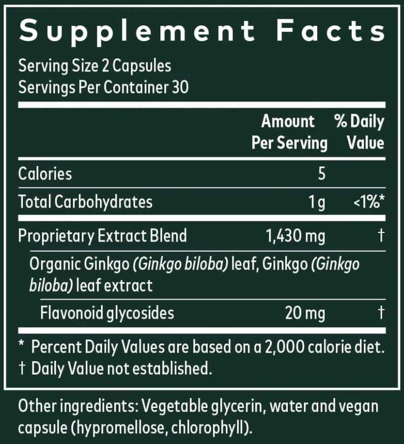 Gaia Herbs Ginkgo Leaf Capsules Ingredients