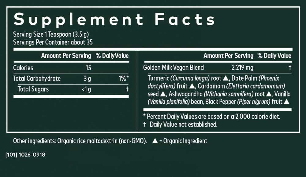 Gaia Herbs Golden Milk Ingredients