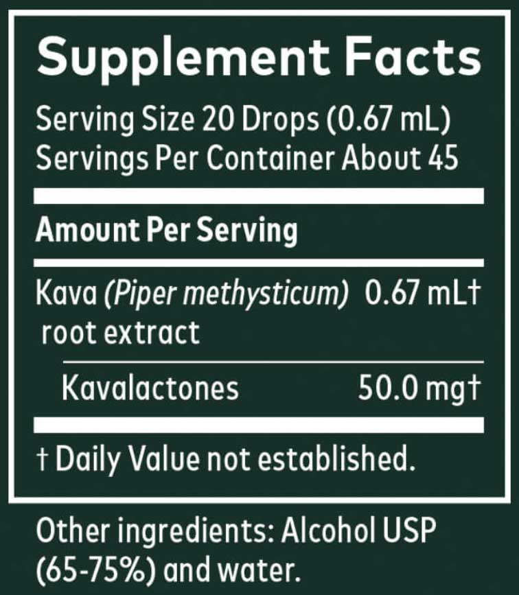 Gaia Herbs Kava Root, Extra Strength Ingredients