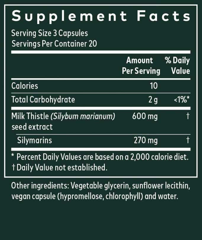 Gaia Herbs Milk Thistle Seed Capsules Ingredients