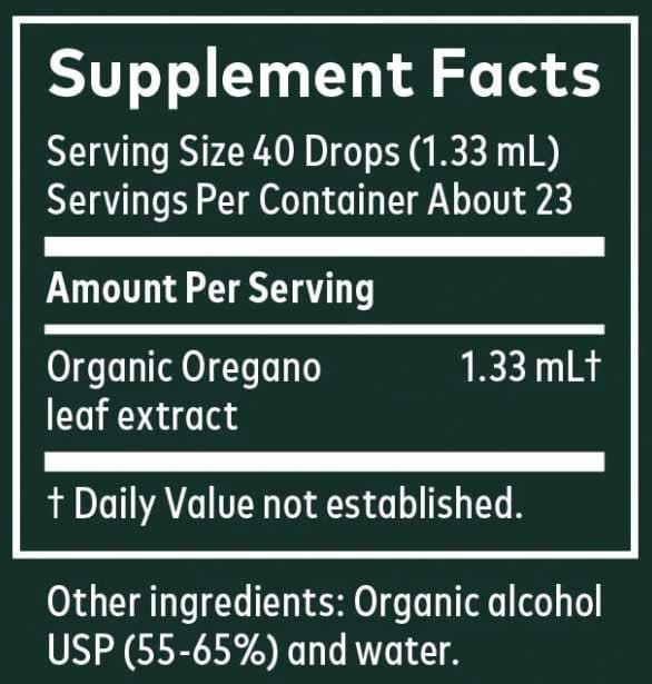 Gaia Herbs Oregano Leaf Ingredients