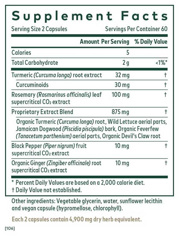 Gaia Herbs Professional Solutions Muscle Recovery: NF-kB Formula (Formerly Curcuma NF-kB: Nerve & Muscle) Ingredients 