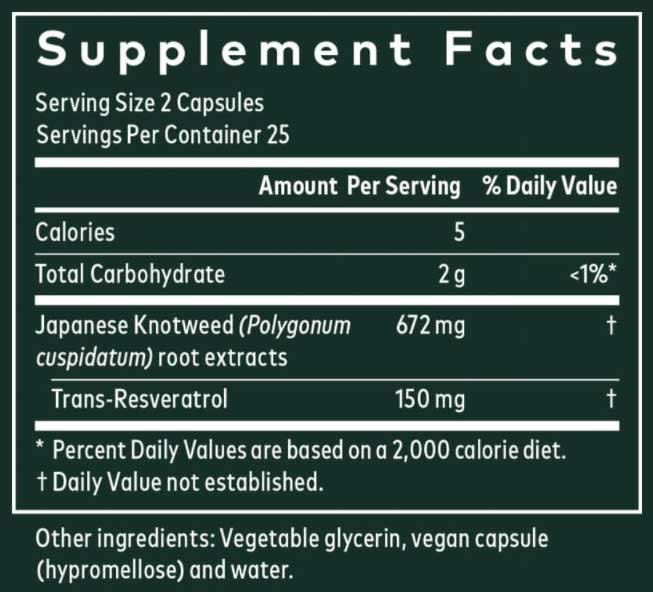 Gaia Herbs Resveratrol 150 Ingredients