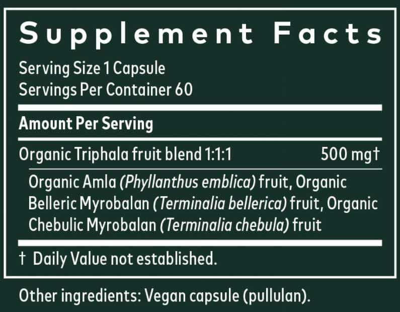 Gaia Herbs Triphala Fruit Ingredients