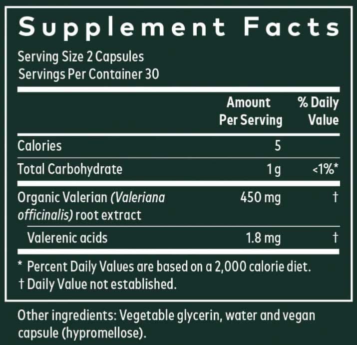 Gaia Herbs Valerian Root Capsules Ingredients