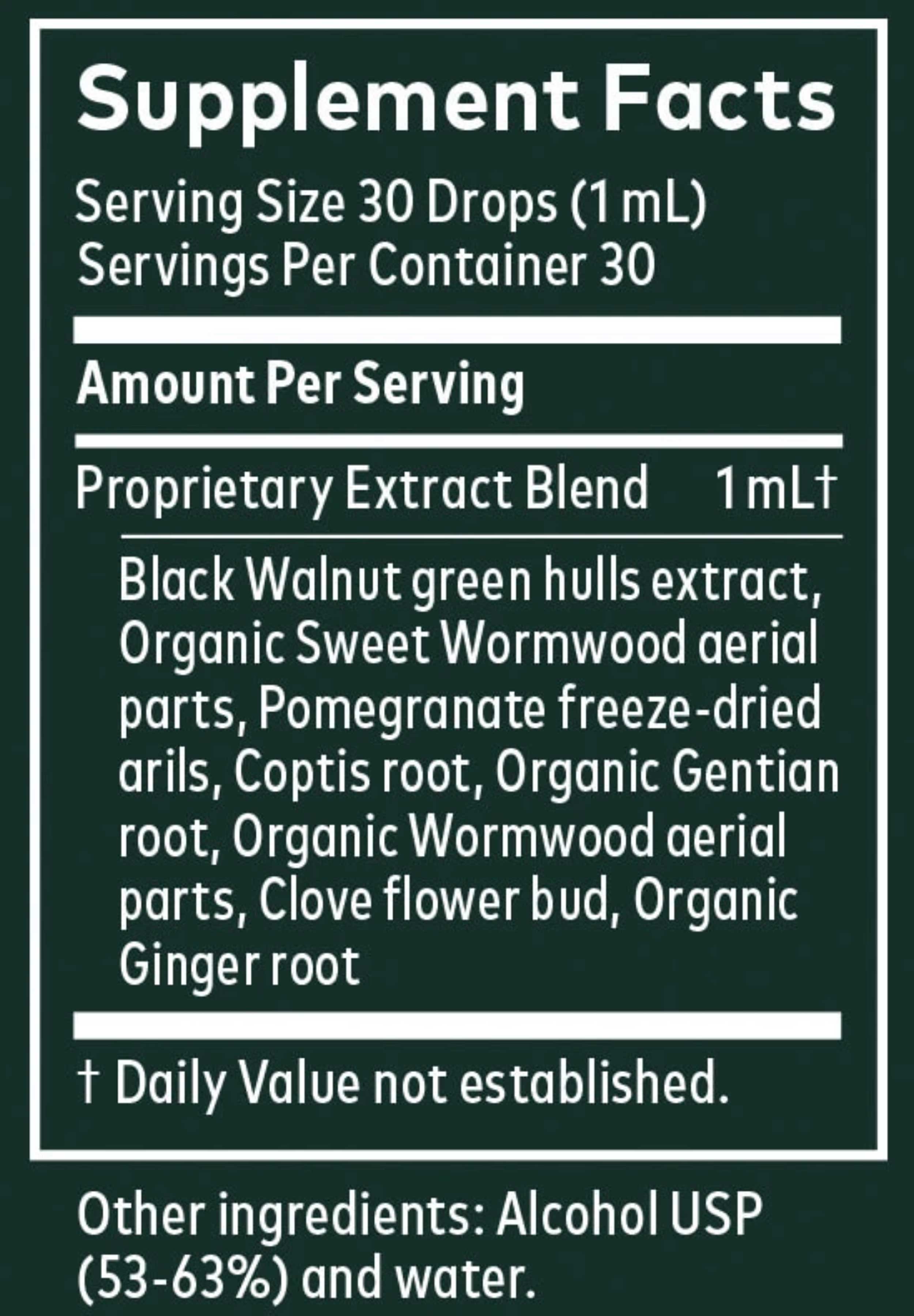 Gaia Herbs Wormwood Black Walnut Supreme Ingredients