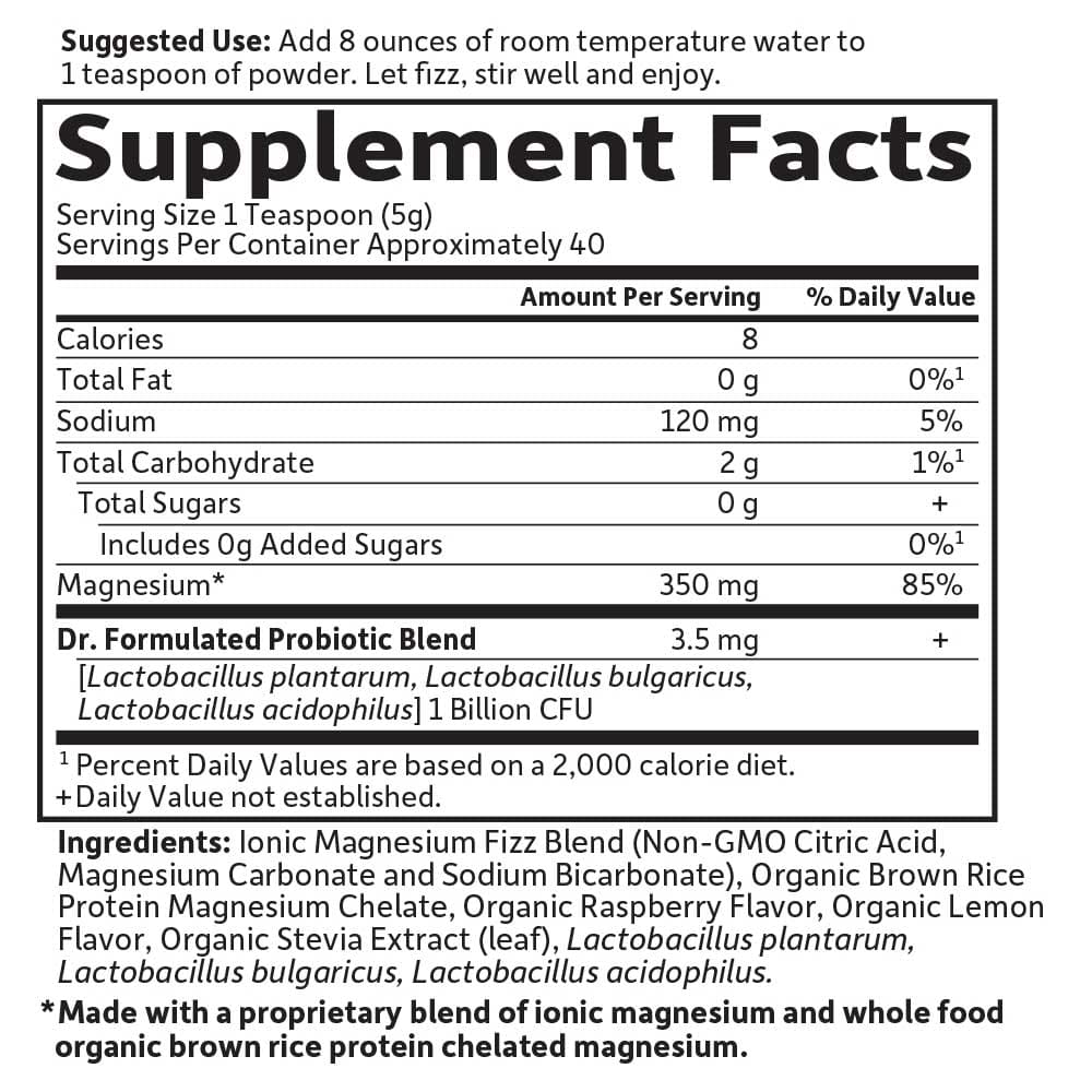 Garden of Life Dr. Formulated Whole Food Magnesium Raspberry-Lemon Powder Ingredients