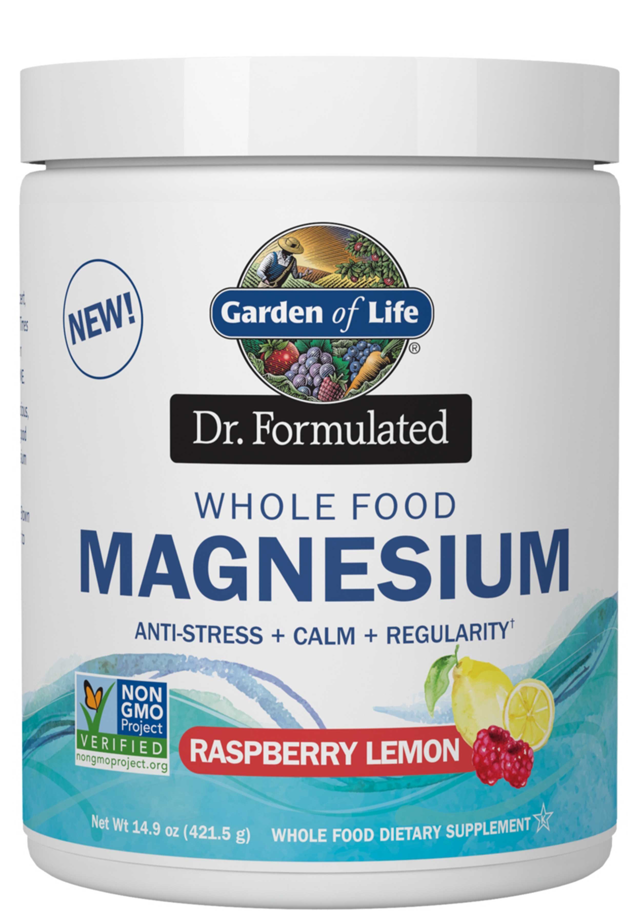 Garden of Life Dr. Formulated Whole Food Magnesium Raspberry-Lemon Powder