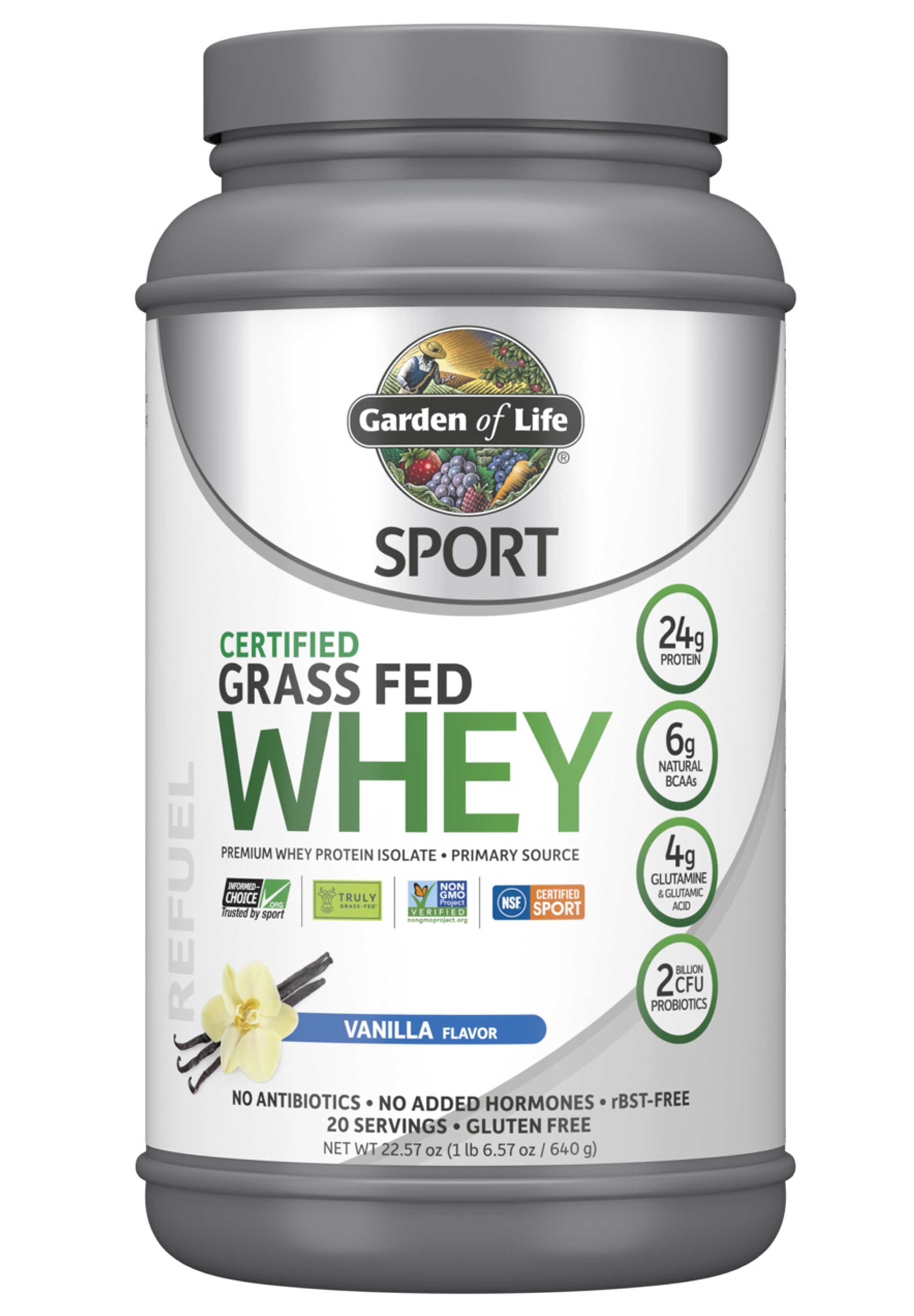 Garden of Life SPORT Certified Grass Fed Whey Protein Powder