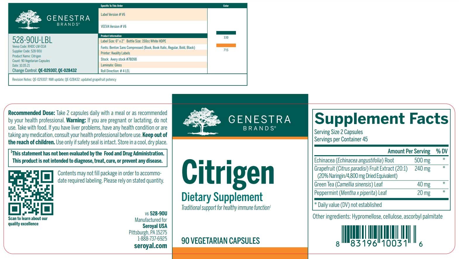 Genestra Brands Citrigen Ingredients