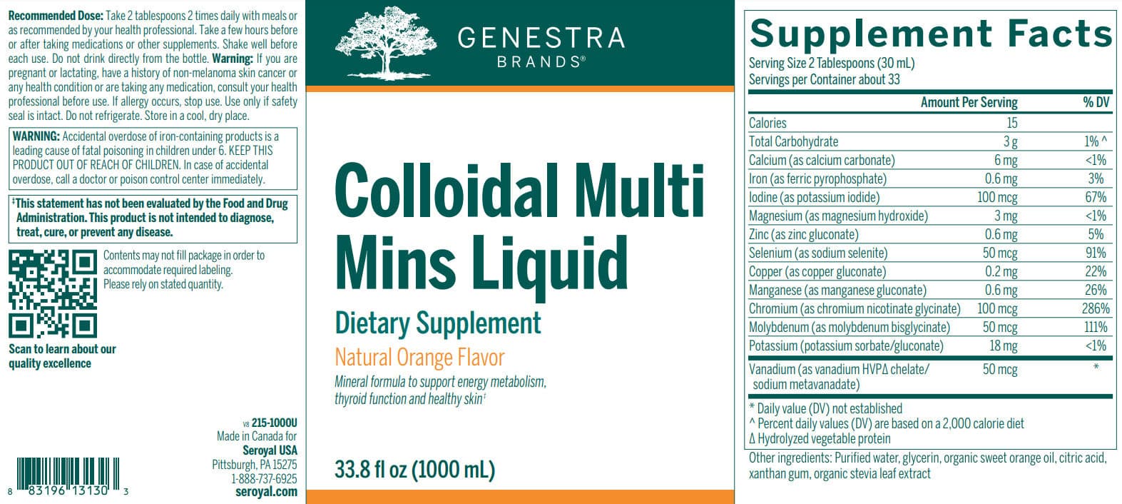 Genestra Brands Colloidal Multi Mins Liquid Label
