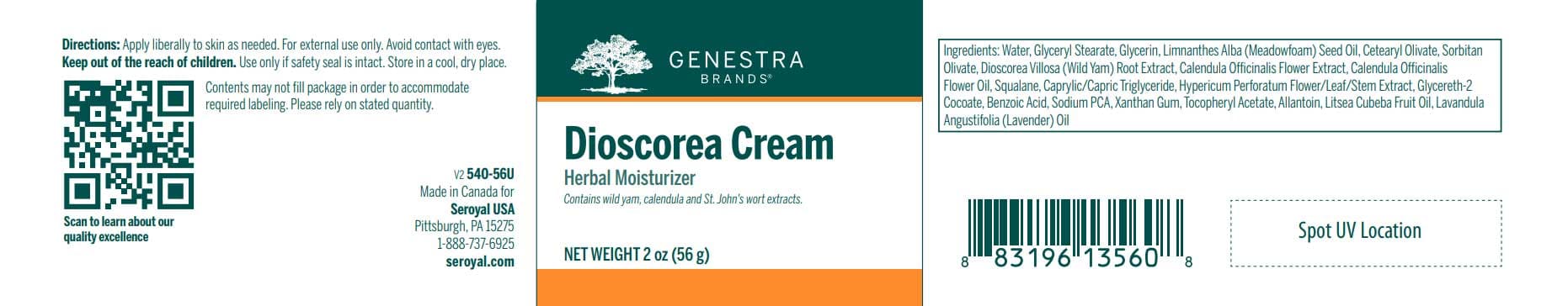 Genestra Brands Dioscorea Label