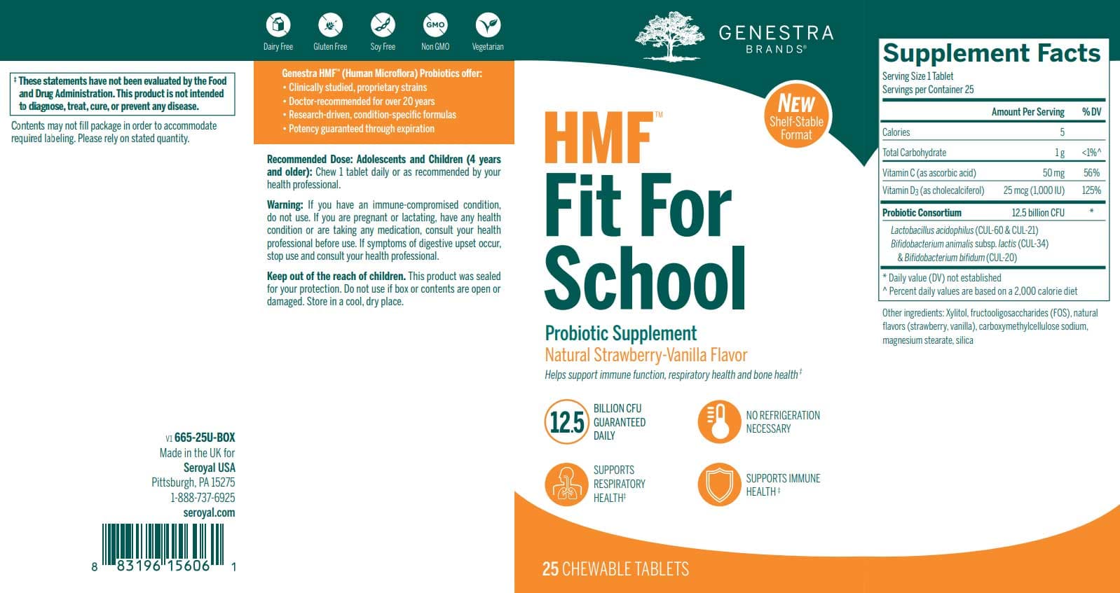 Genestra Brands HMF Fit for School (Shelf-Stable) Label