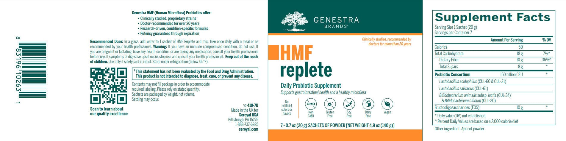Genestra Brands HMF Replete Label