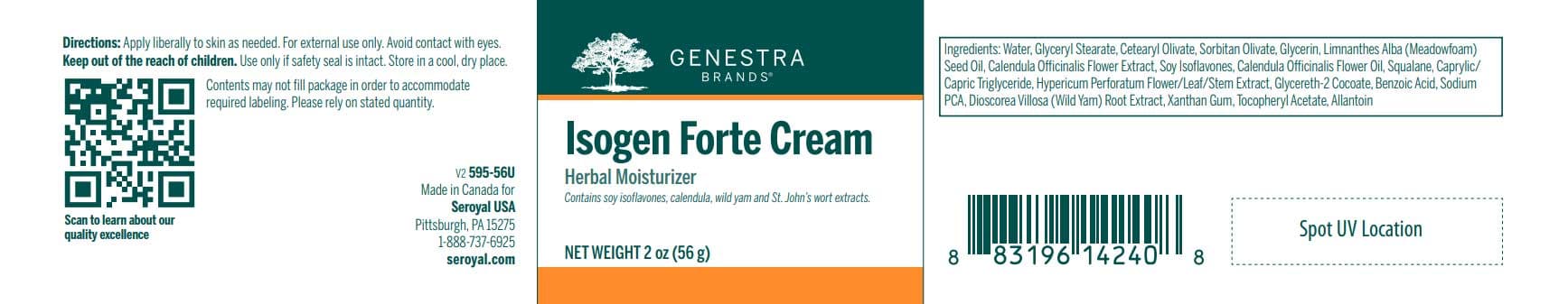 Genestra Brands Isogen Forte Cream Label