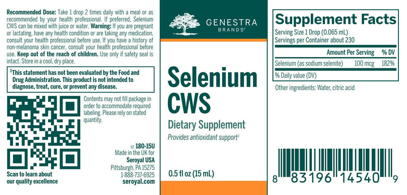 Genestra Brands Selenium CWS Label