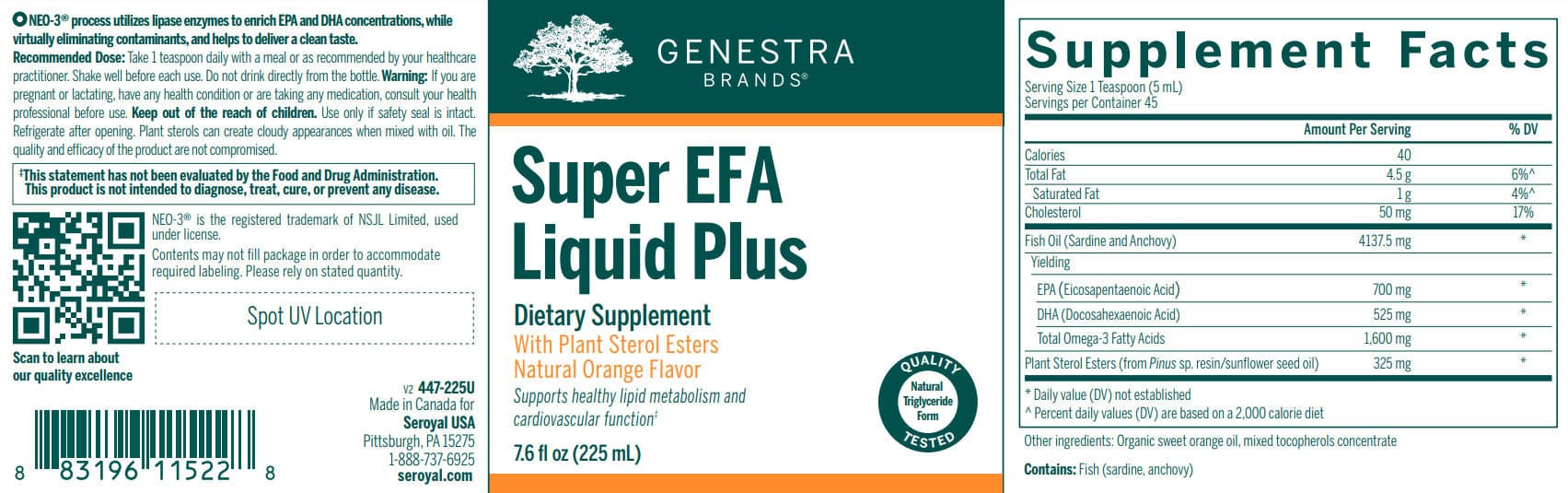Genestra Brands Super EFA Liquid Plus Label