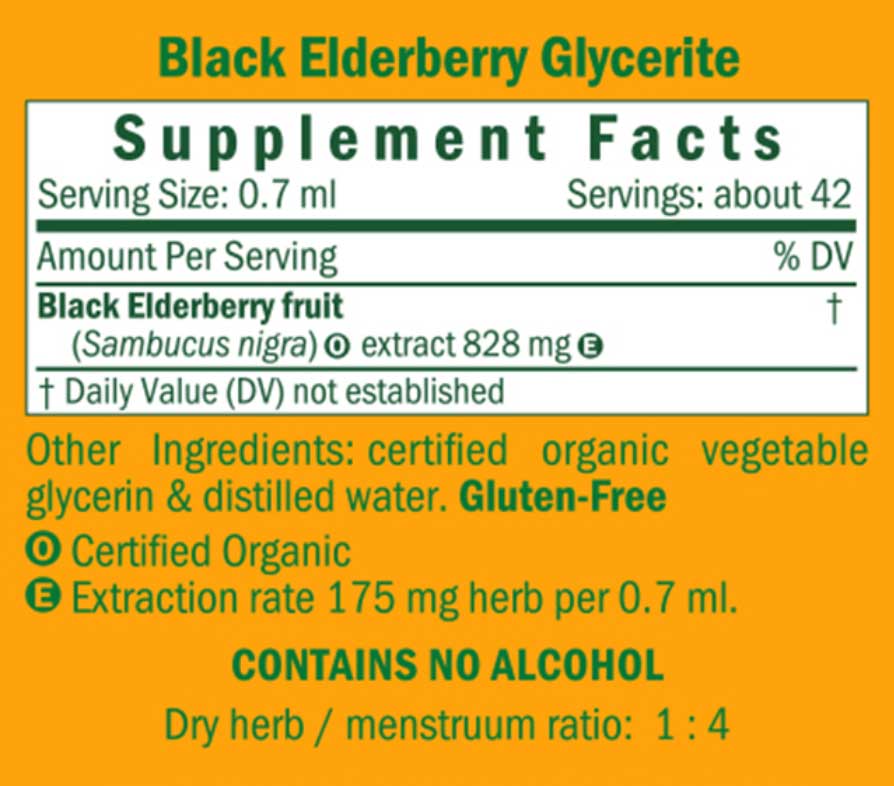 Herb Pharm Black Elderberry Alcohol-Free Ingredients