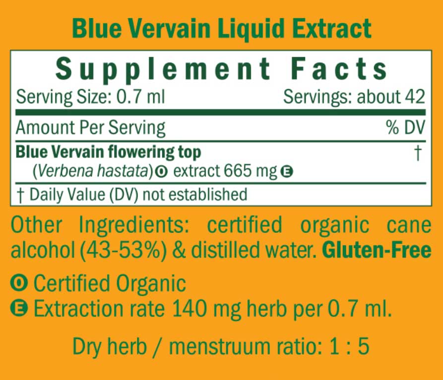 Herb Pharm Blue Vervain Ingredients