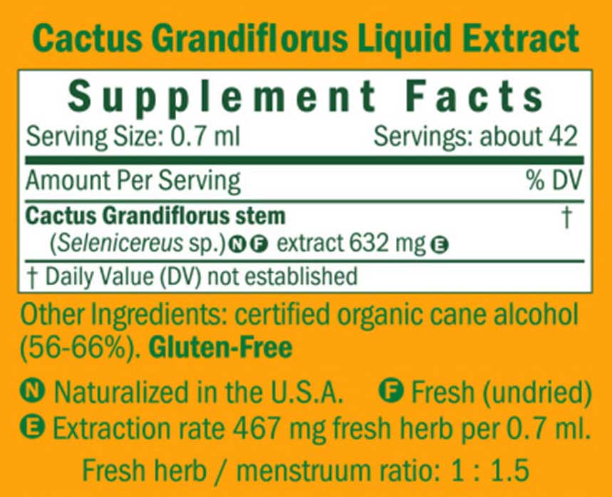 Herb Pharm Cactus Grandiflorus Ingredients