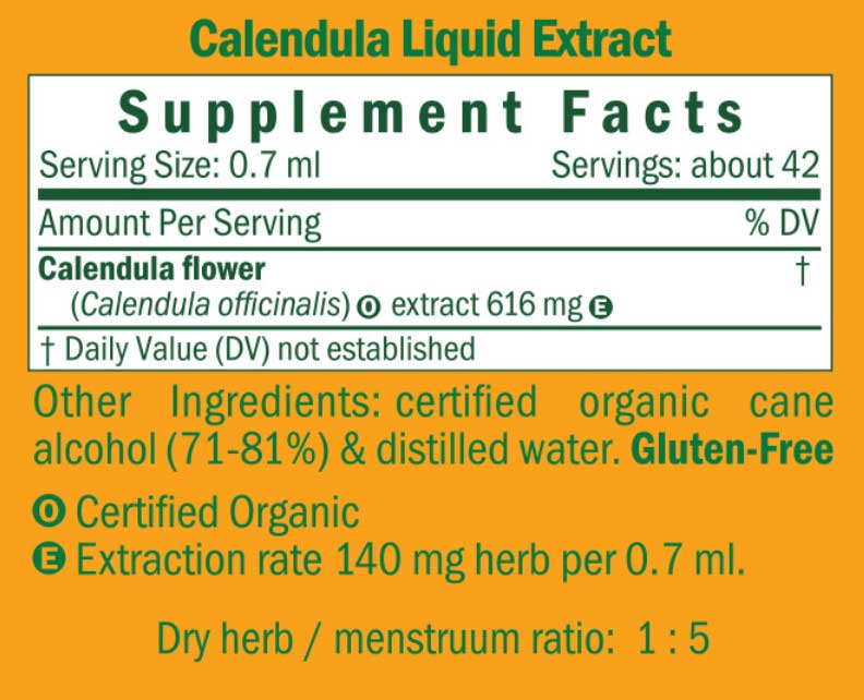 Herb Pharm Calendula Immune Support Ingredients