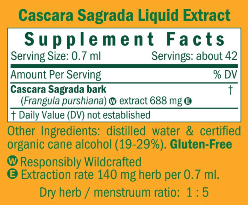 Herb Pharm Cascara Sagrada Ingredients