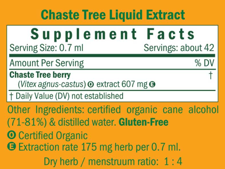 Herb Pharm Chaste Tree Ingredients