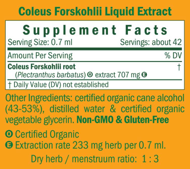 Herb Pharm Coleus Forskohlii Ingredients