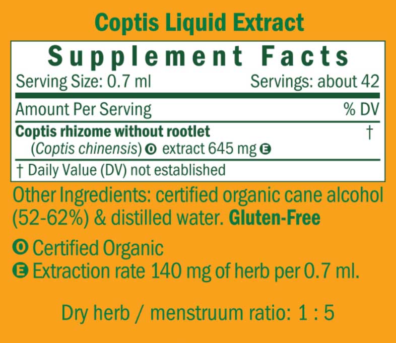 Herb Pharm Coptis Ingredients
