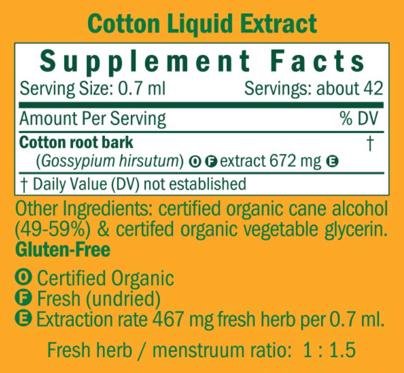 Herb Pharm Cotton Ingredients