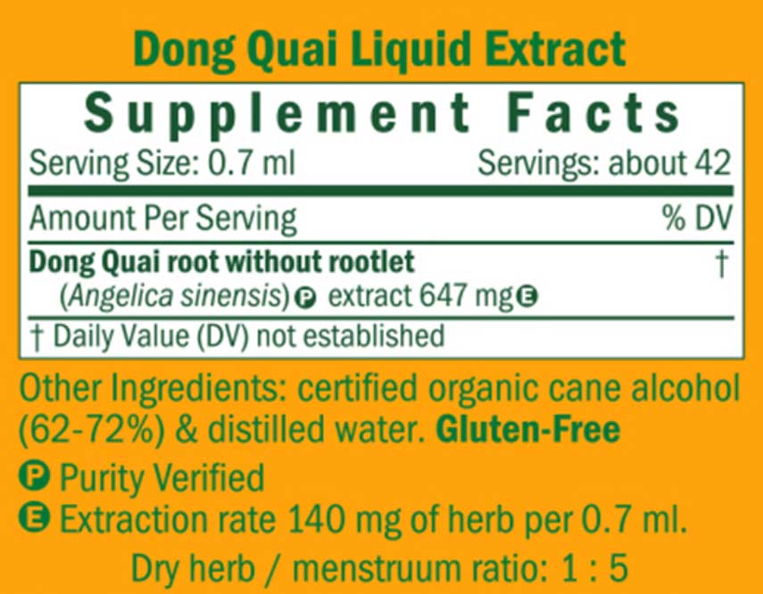 Herb Pharm Dong Quai Ingredients