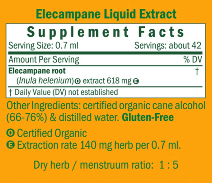 Herb Pharm Elecampane Ingredients