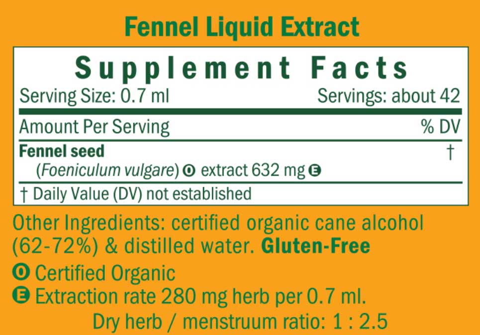 Herb Pharm Fennel Ingredients